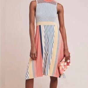 Maeve Anthropologie Cleary Striped Sleeveless Jersey Midi Dress Multicolor S